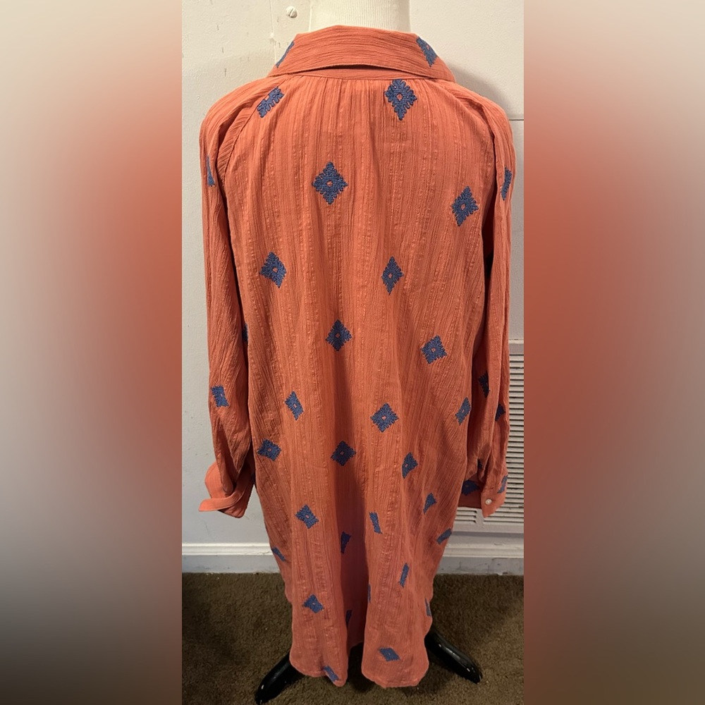 NWT J. Jill Women’s Pure Jill Boho Embroidered Cotton Tunic Shirtdress Sz L - Picture 7 of 8